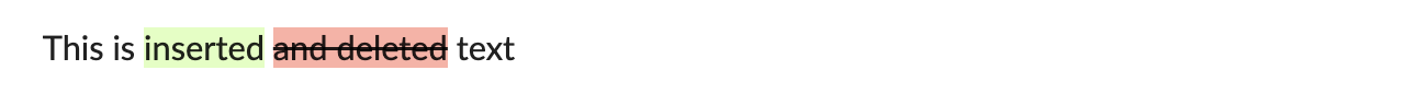 Textile-formatted inserted and deleted text