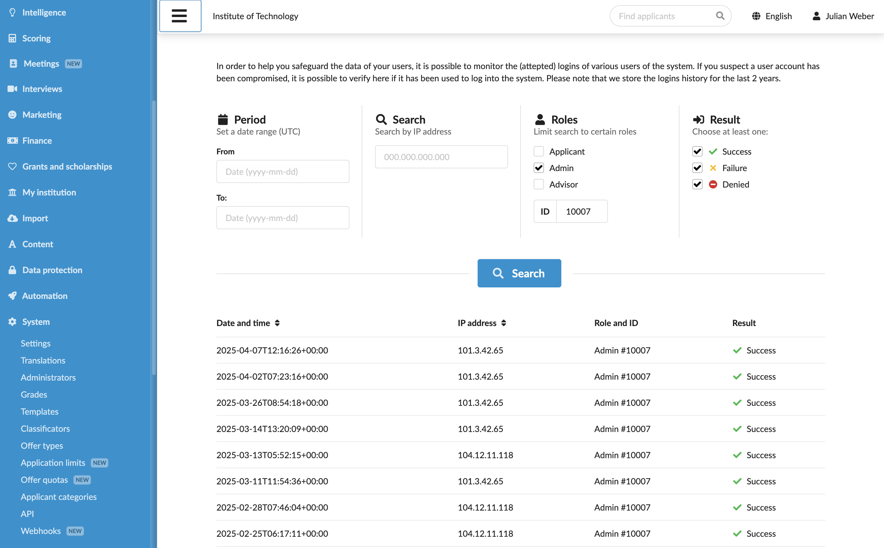 Auditing administrator access