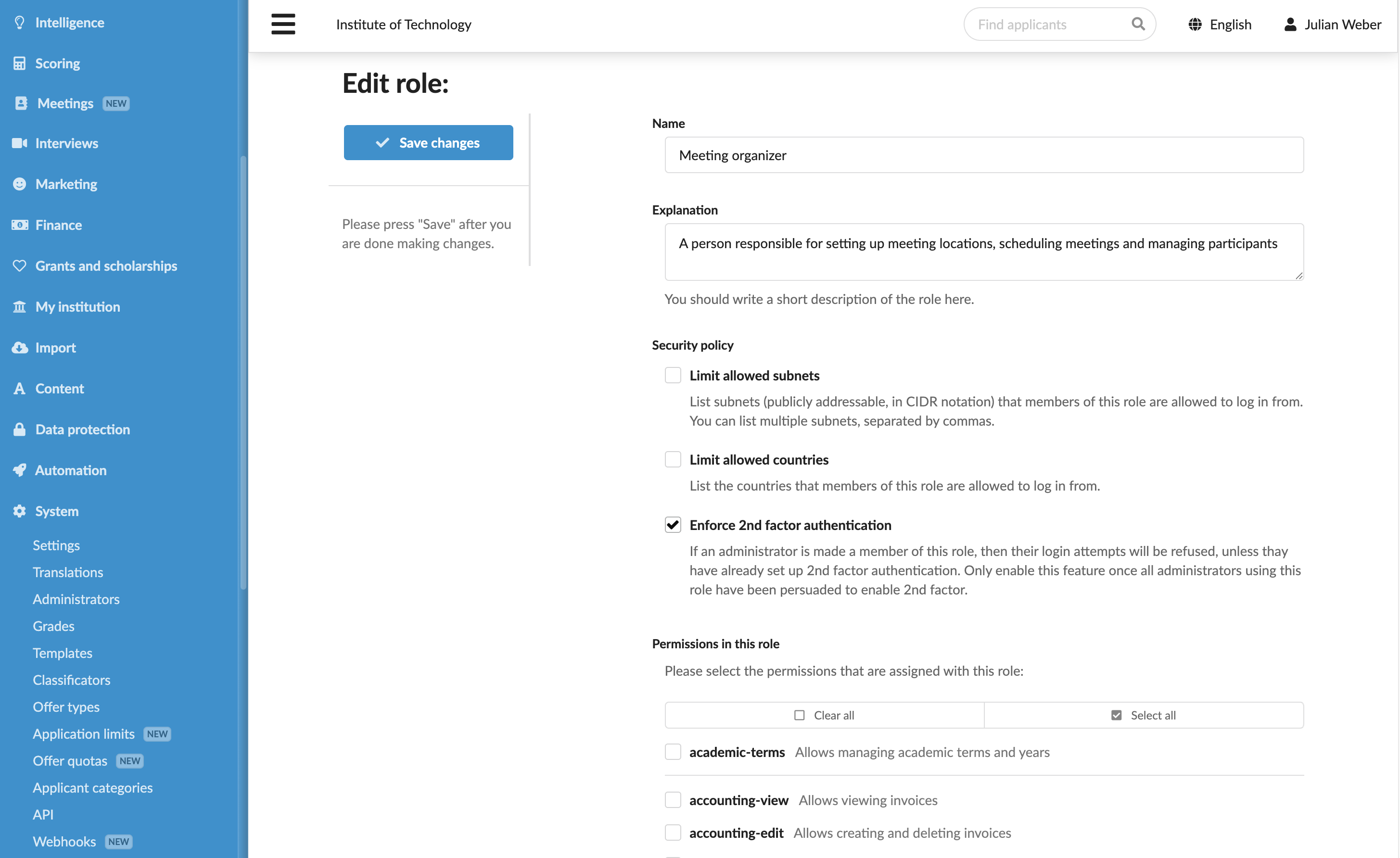 Creating an Administrator role